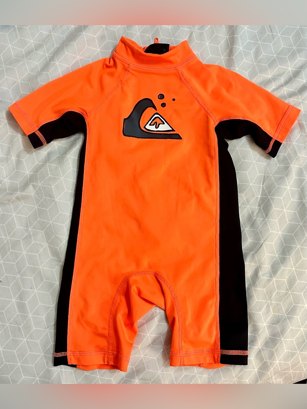 Quiksilver Kids Orange and Black Short Sleeve One-Piece Rash Guard
